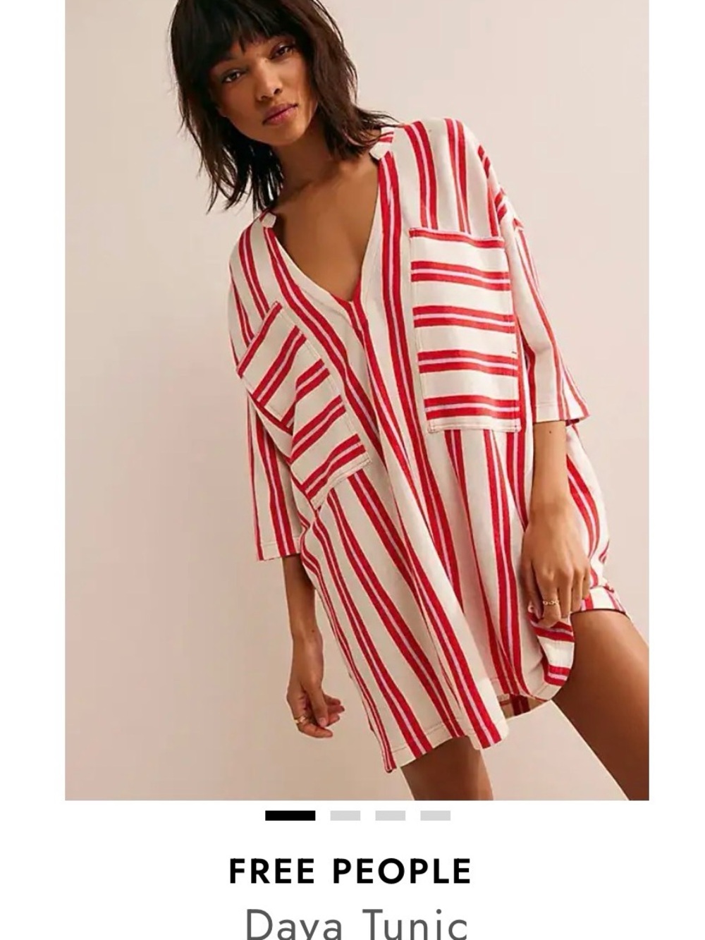 Free People Red and White Striped Tunic Coverup